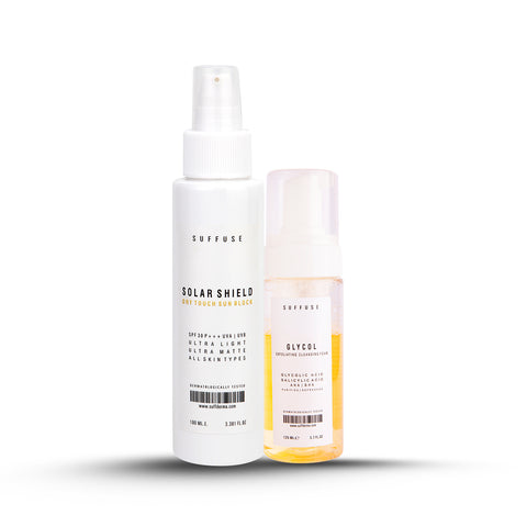 Glycol Exfoliating Foaming Face Cleanser + Solar Shield Sun Block SPF 30+++ UVA/UVB