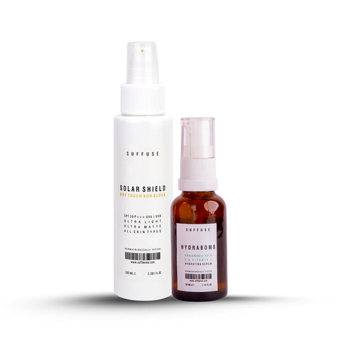 Hydrabomb Hydrating Face Serum + Solar Shield Sun Block SPF 30+++ UVA/UVB